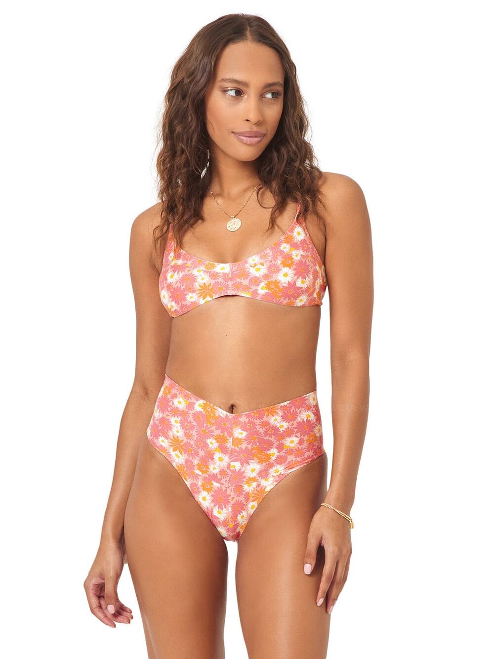 L*Space Ry Classic Bikini Swimsuit Bottoms When in Bloom Pink Floral Print Small